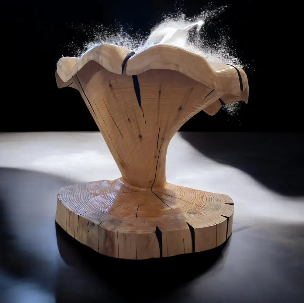 Pièces uniques - Girolles tabourets sculptées en bois - BOIS DE LION