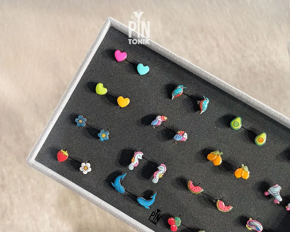 Bijoux - Ensemble de mini-boucles d'oreilles à tige ludique - PINTONIK