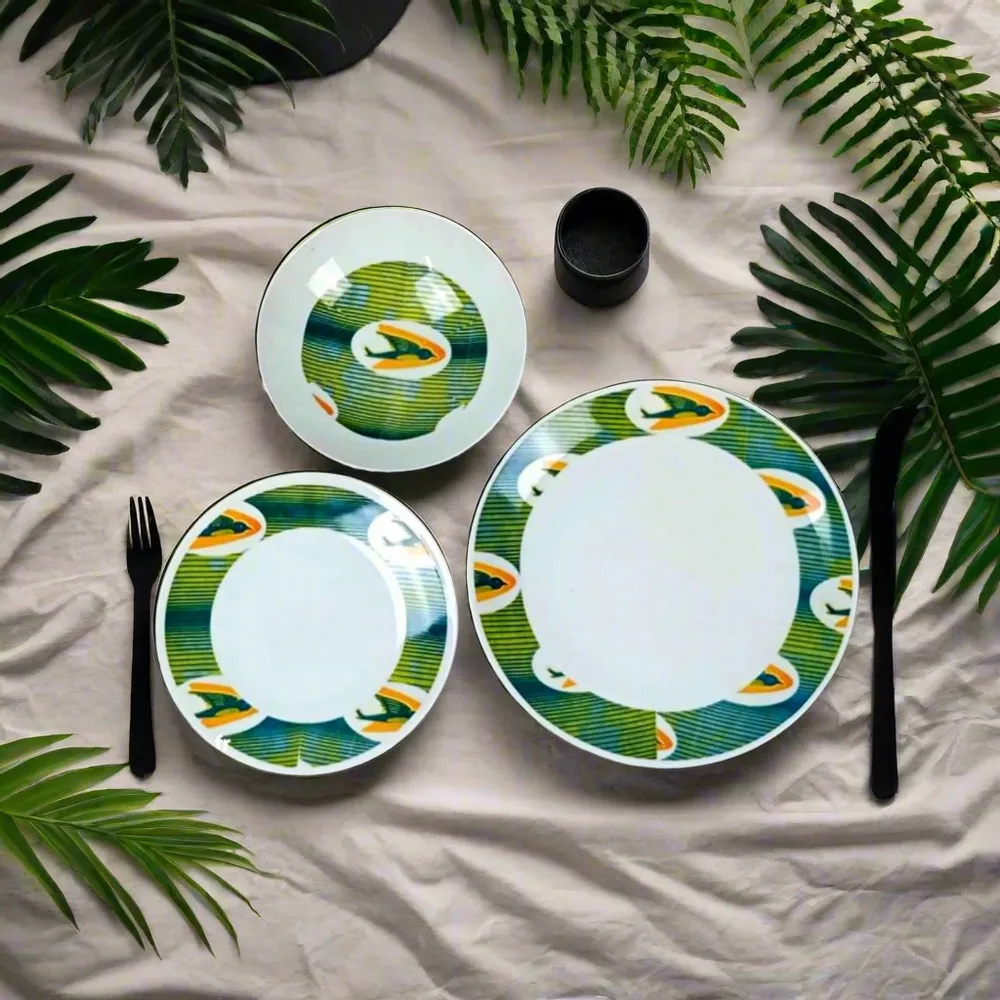 Gifts - Elegant Set of 6 Fine Porcelain Plates with WAX 'Swallows' Motif – Customizable & Made in France - KEMI HOME ART
