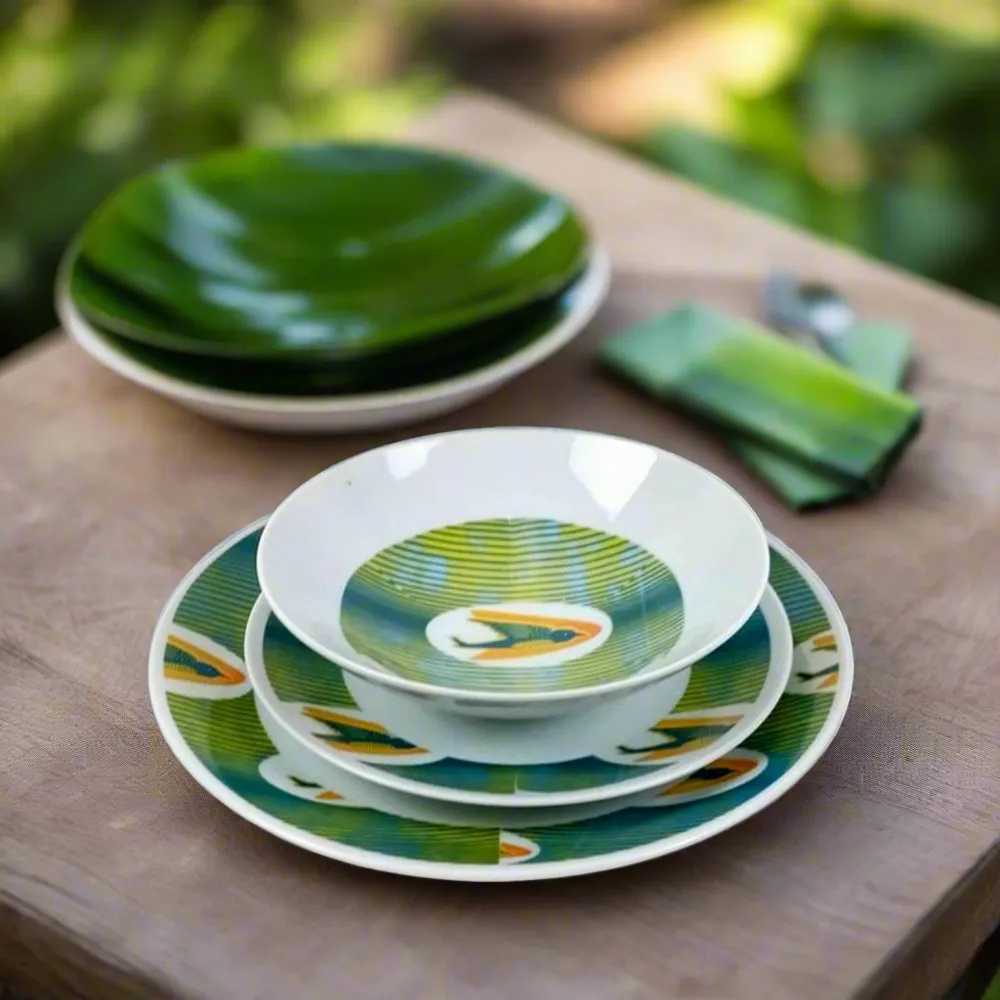 Gifts - Elegant Set of 6 Fine Porcelain Plates with WAX 'Swallows' Motif – Customizable & Made in France - KEMI HOME ART