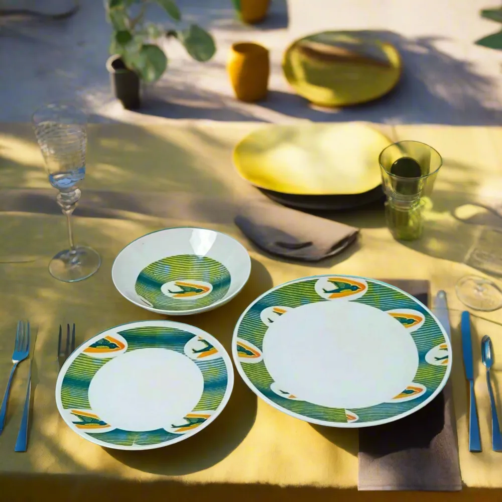 Gifts - Elegant Set of 6 Fine Porcelain Plates with WAX 'Swallows' Motif – Customizable & Made in France - KEMI HOME ART