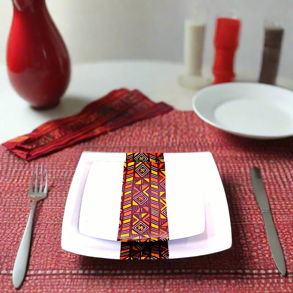 Gifts - Limited Edition: Customizable Porcelain Plate Set - Unique Bogolan Patterns for an Exquisite Table - KEMI HOME ART
