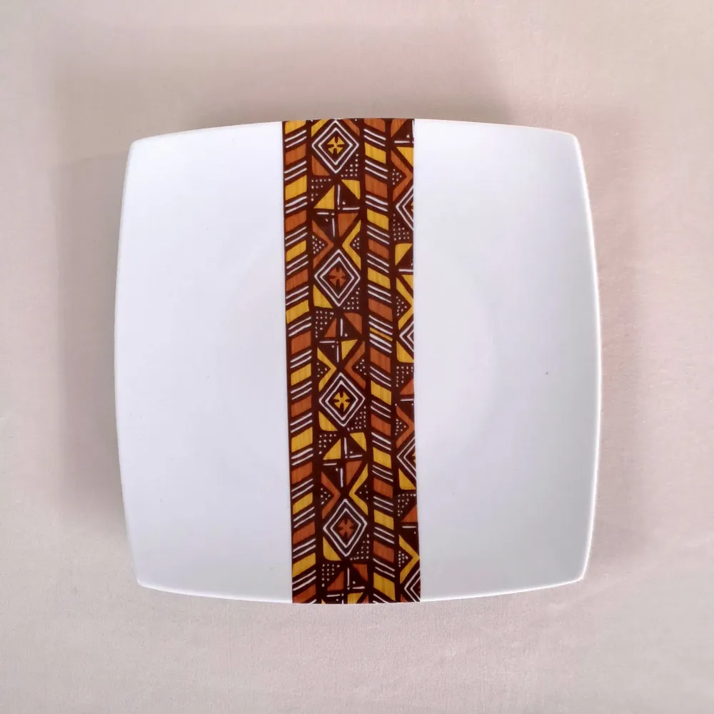 Gifts - Limited Edition: Customizable Porcelain Plate Set - Unique Bogolan Patterns for an Exquisite Table - KEMI HOME ART