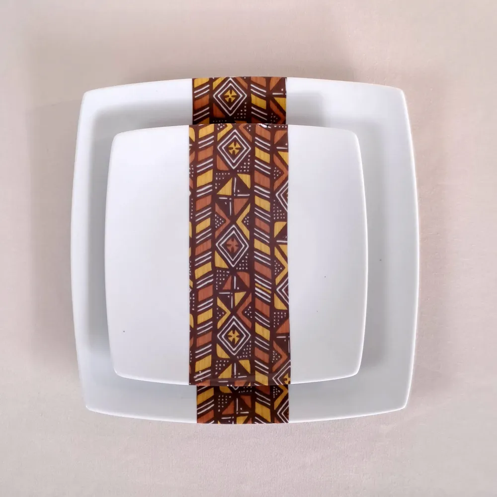 Gifts - Limited Edition: Customizable Porcelain Plate Set - Unique Bogolan Patterns for an Exquisite Table - KEMI HOME ART