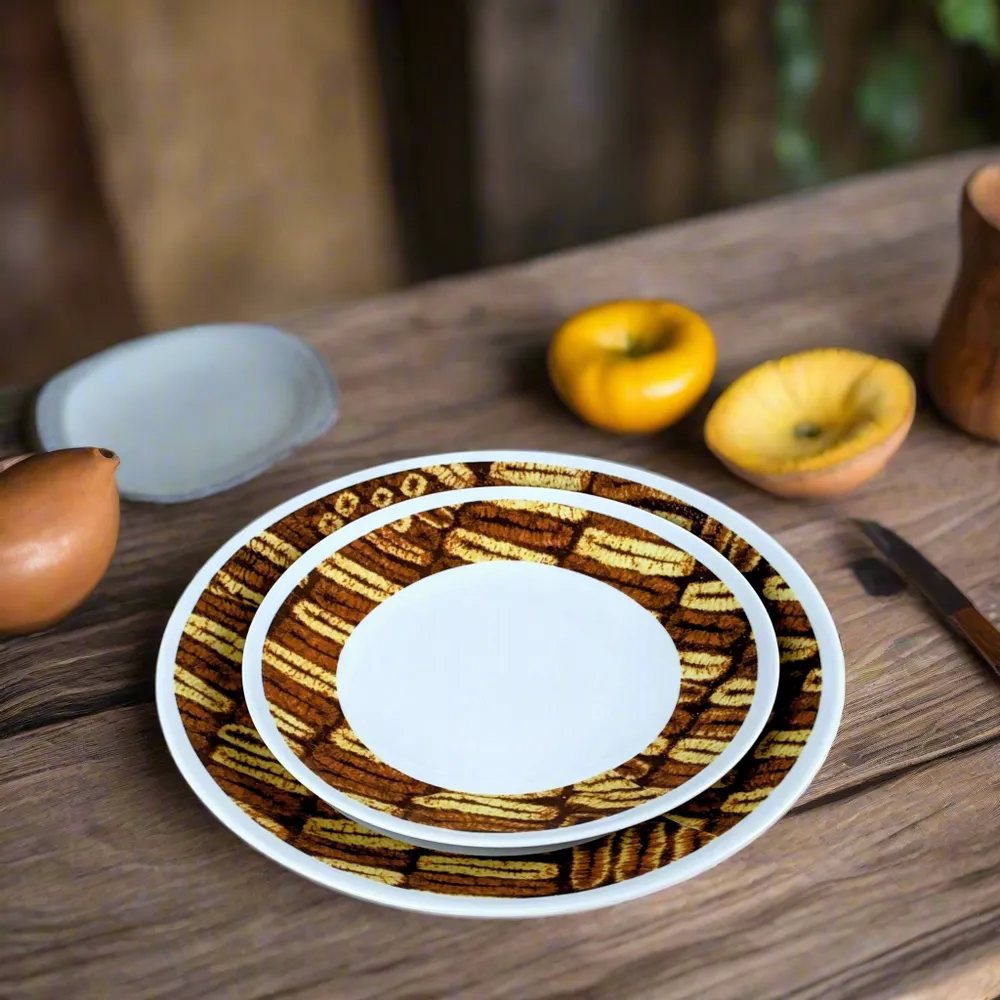 Gifts - Dida Elegance: Set of 6 Customizable French Porcelain Plates - Unique Ethnic Patterns & Made-to-Order Designs - KEMI HOME ART