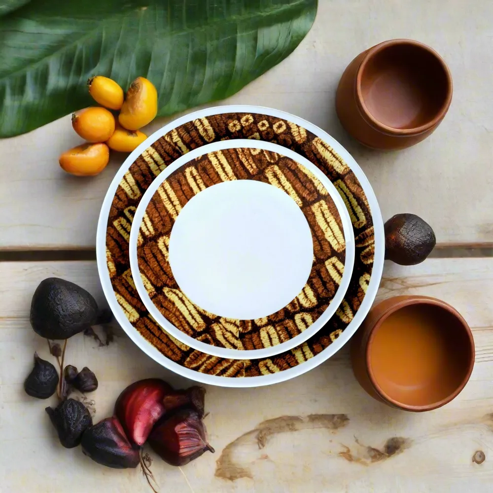 Gifts - Dida Elegance: Set of 6 Customizable French Porcelain Plates - Unique Ethnic Patterns & Made-to-Order Designs - KEMI HOME ART