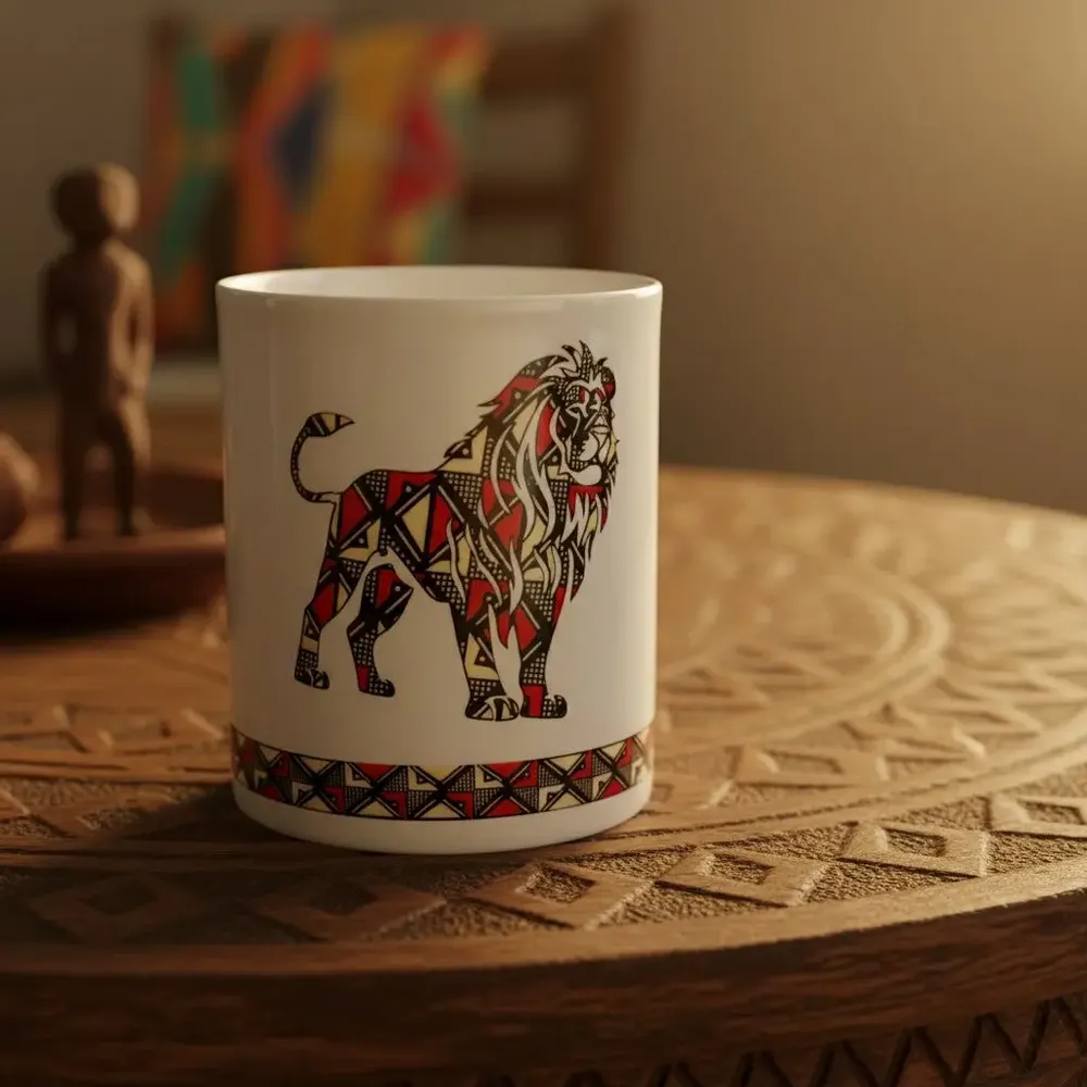 Cadeaux - Édition Limitée : Coffret d'Assiettes en Porcelaine Fine Personnalisable - Motifs Bogolan Uniques & Symboles de Puissance Africaine - KEMI HOME ART