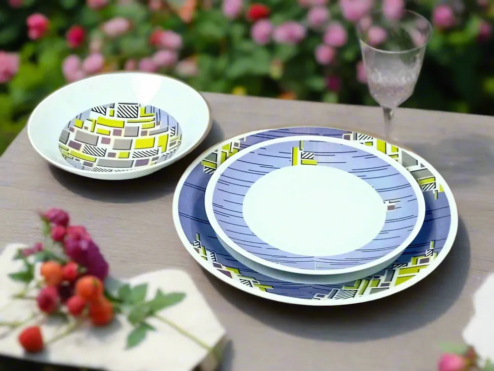 Gifts - Prestige Edition: Set of 6 Customizable French Porcelain Plates - Unique WAX Billionaire Pattern - KEMI HOME ART