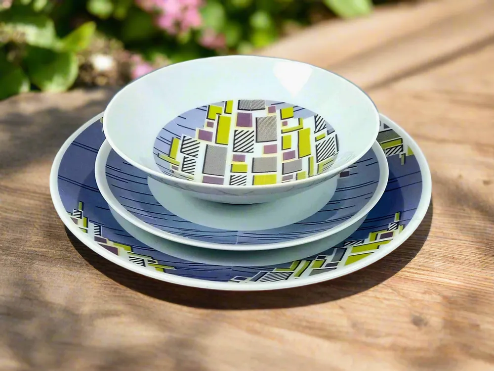 Gifts - Prestige Edition: Set of 6 Customizable French Porcelain Plates - Unique WAX Billionaire Pattern - KEMI HOME ART