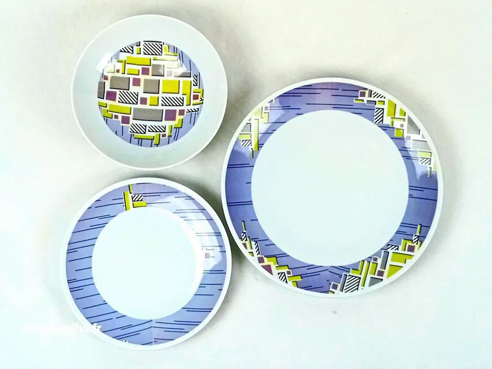 Gifts - Prestige Edition: Set of 6 Customizable French Porcelain Plates - Unique WAX Billionaire Pattern - KEMI HOME ART