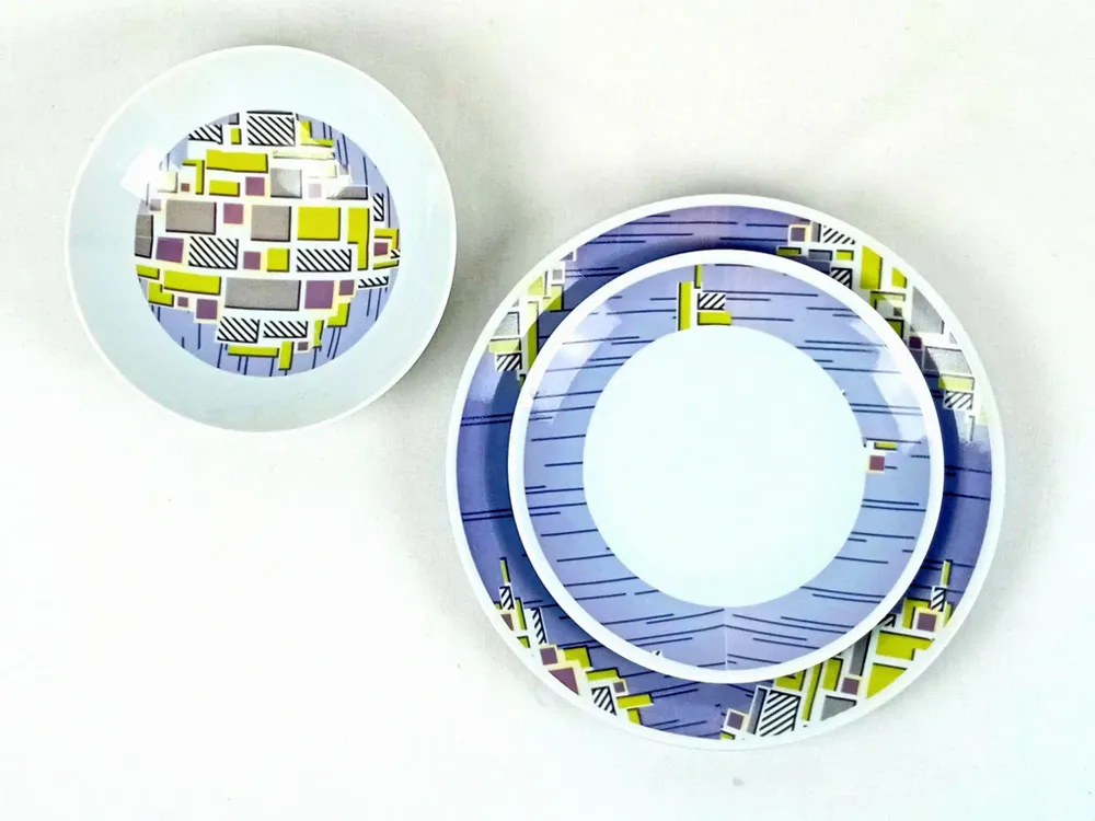 Gifts - Prestige Edition: Set of 6 Customizable French Porcelain Plates - Unique WAX Billionaire Pattern - KEMI HOME ART