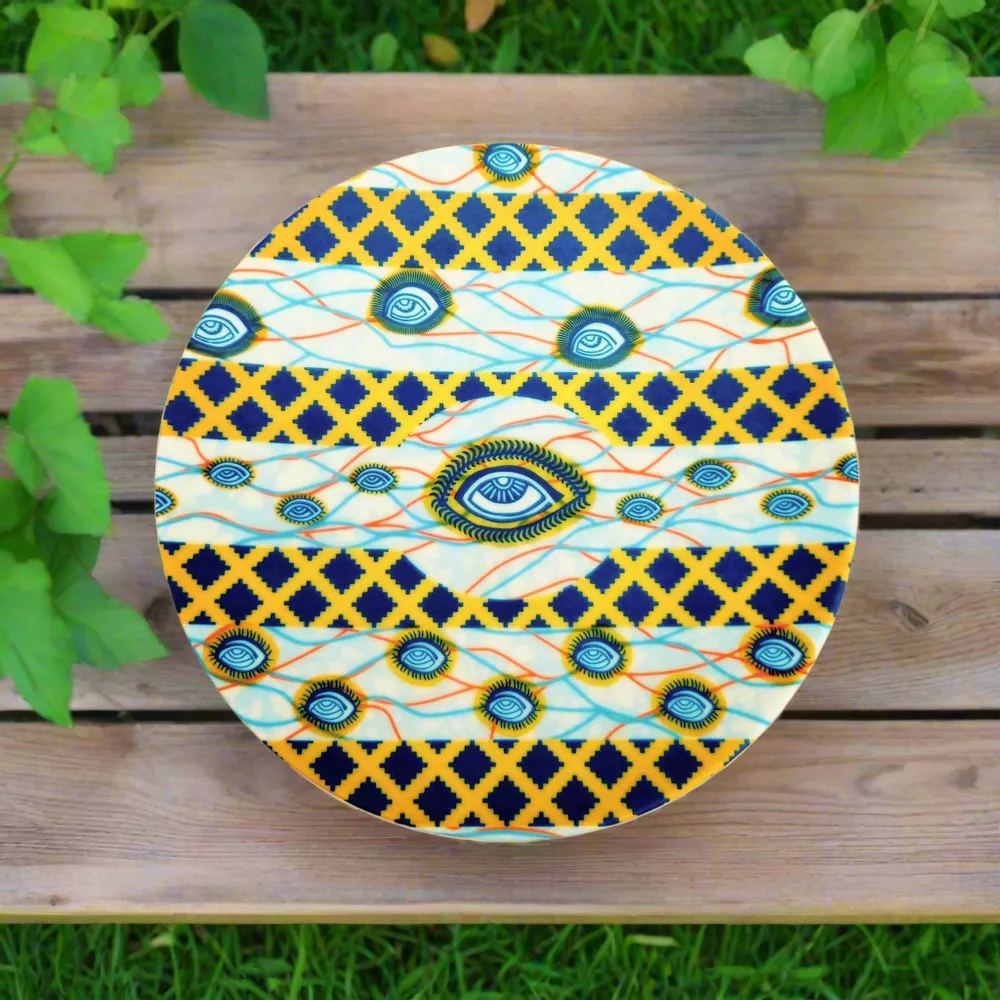 Gifts - Customizable Porcelain Plate Set - 'My Co-Wife's Eye' WAX Pattern - African Elegance Made to Order - KEMI HOME ART