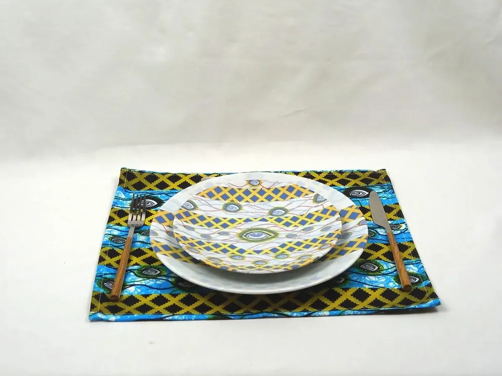 Gifts - Customizable Porcelain Plate Set - 'My Co-Wife's Eye' WAX Pattern - African Elegance Made to Order - KEMI HOME ART