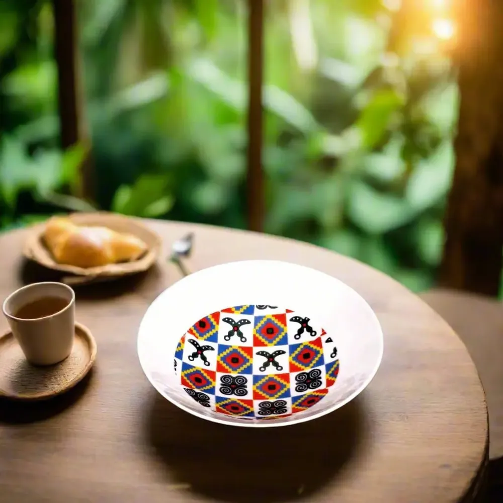 Gifts - Limited Edition: Set of 6 Customizable Fine Porcelain Plates - Unique Adinkra Motifs, Handcrafted in France - KEMI HOME ART