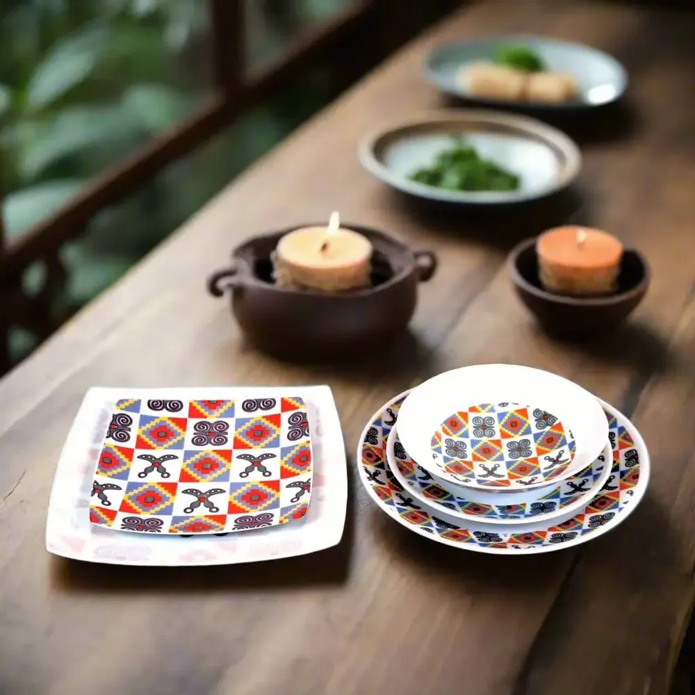 Gifts - Limited Edition: Set of 6 Customizable Fine Porcelain Plates - Unique Adinkra Motifs, Handcrafted in France - KEMI HOME ART