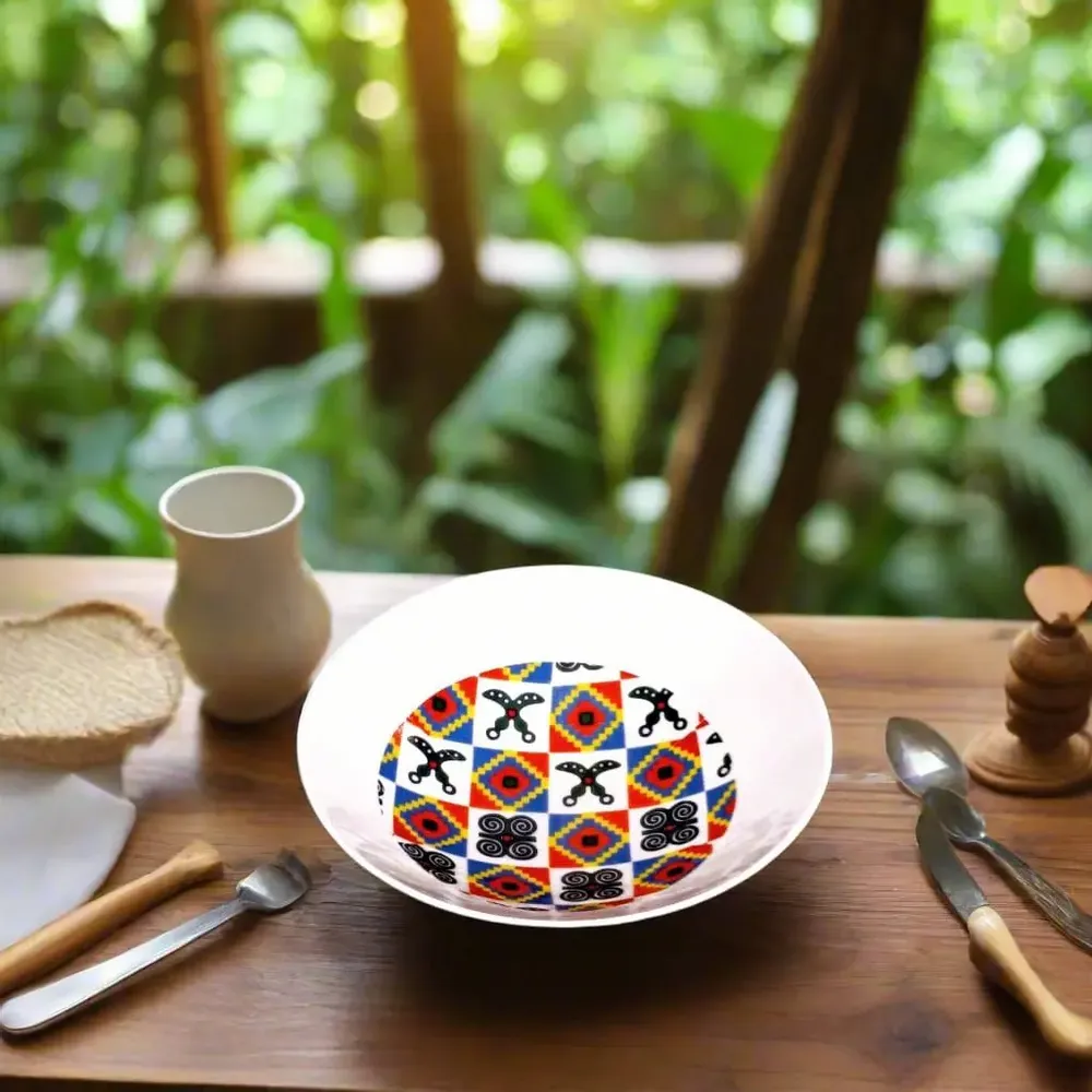 Gifts - Limited Edition: Set of 6 Customizable Fine Porcelain Plates - Unique Adinkra Motifs, Handcrafted in France - KEMI HOME ART