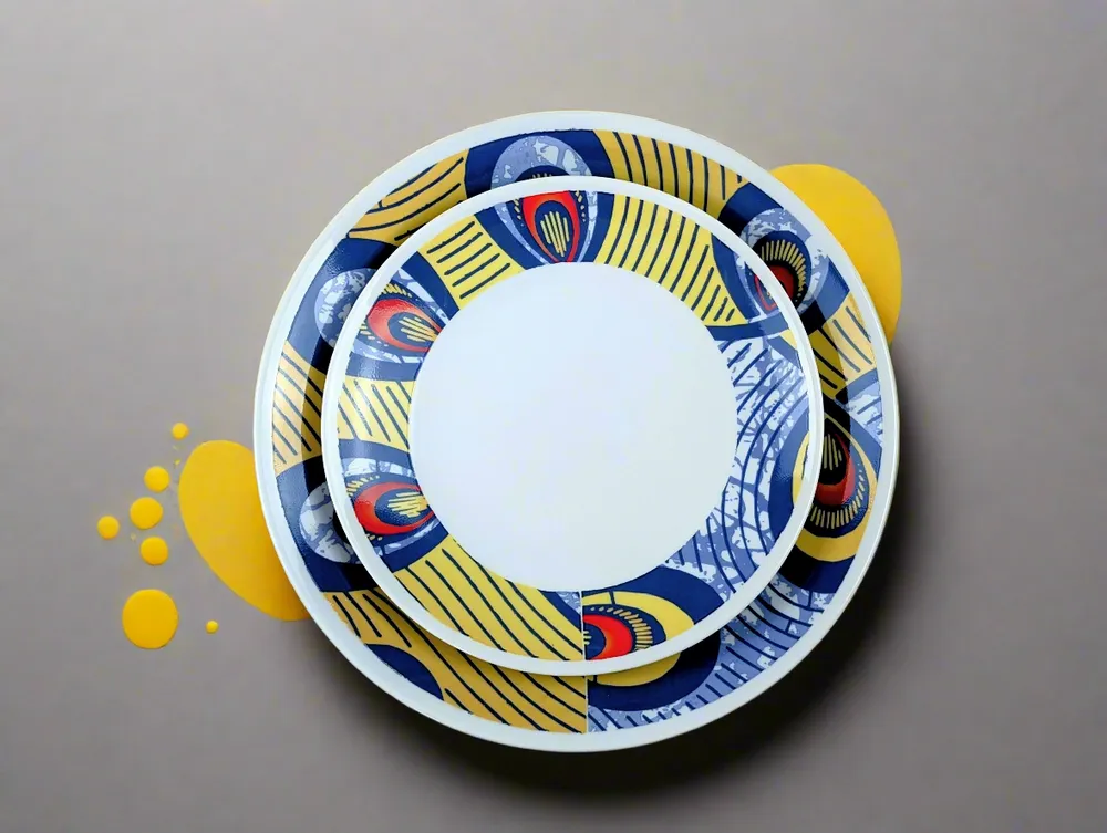 Gifts - WAX Brilliance: Set of 6 Fine French Porcelain Plates with Unique 'Intertwined Destinies' Motif – Fully Customizable - KEMI HOME ART