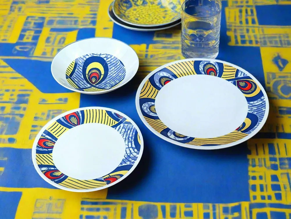 Gifts - WAX Brilliance: Set of 6 Fine French Porcelain Plates with Unique 'Intertwined Destinies' Motif – Fully Customizable - KEMI HOME ART