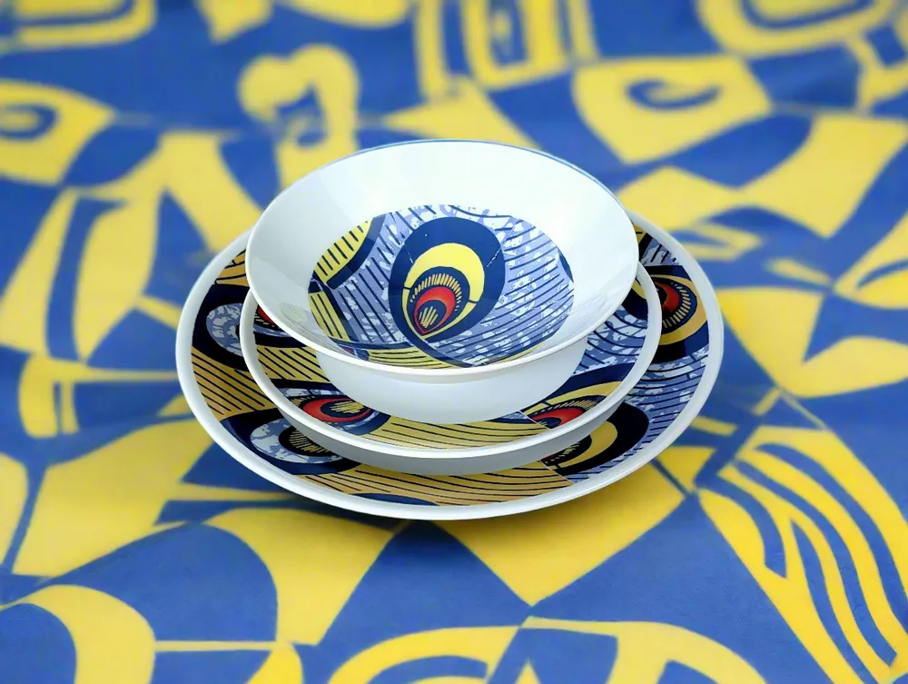 Gifts - WAX Brilliance: Set of 6 Fine French Porcelain Plates with Unique 'Intertwined Destinies' Motif – Fully Customizable - KEMI HOME ART