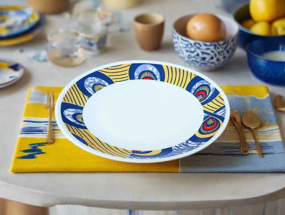 Gifts - WAX Brilliance: Set of 6 Fine French Porcelain Plates with Unique 'Intertwined Destinies' Motif – Fully Customizable - KEMI HOME ART