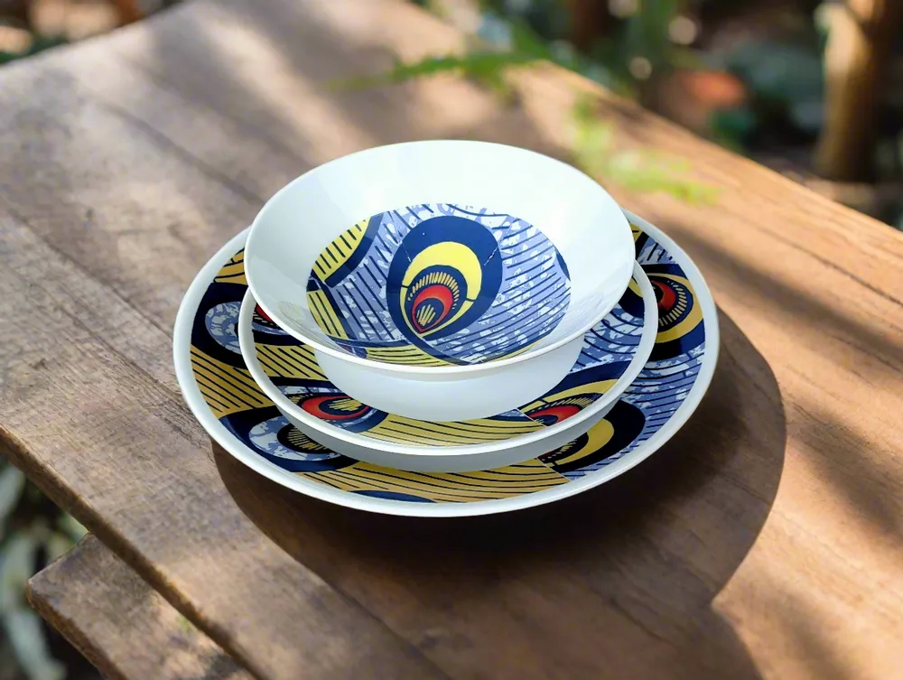 Gifts - WAX Brilliance: Set of 6 Fine French Porcelain Plates with Unique 'Intertwined Destinies' Motif – Fully Customizable - KEMI HOME ART