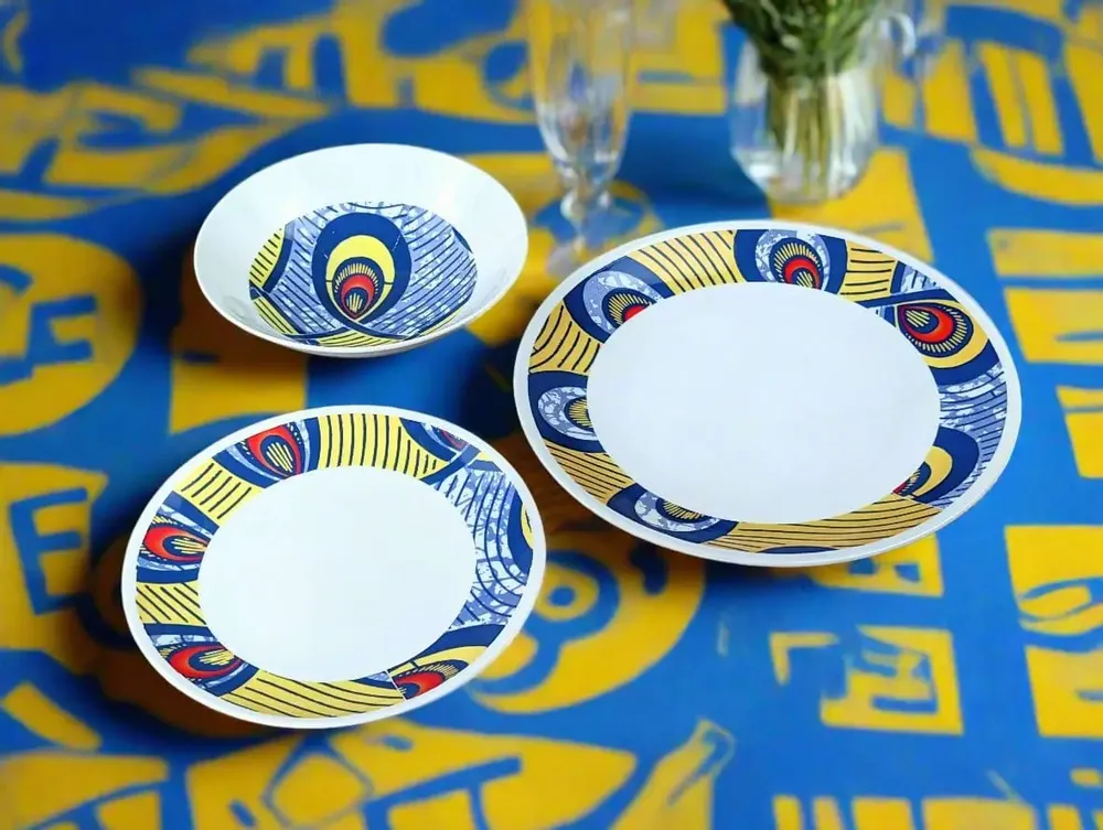 Gifts - WAX Brilliance: Set of 6 Fine French Porcelain Plates with Unique 'Intertwined Destinies' Motif – Fully Customizable - KEMI HOME ART