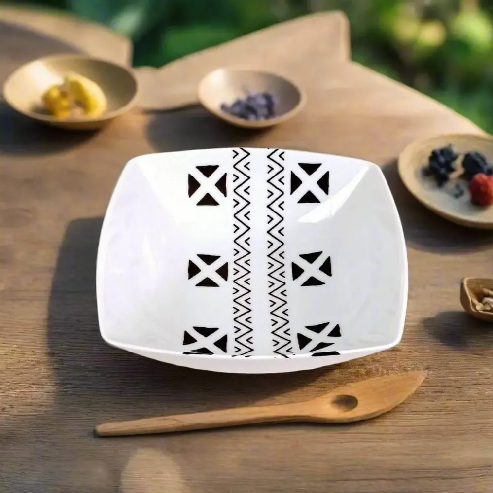 Gifts - Royal Edition: Set of 6 Customizable French Porcelain Plates with Kente or Kita Motif, Inspired by Ghana & Togo - KEMI HOME ART