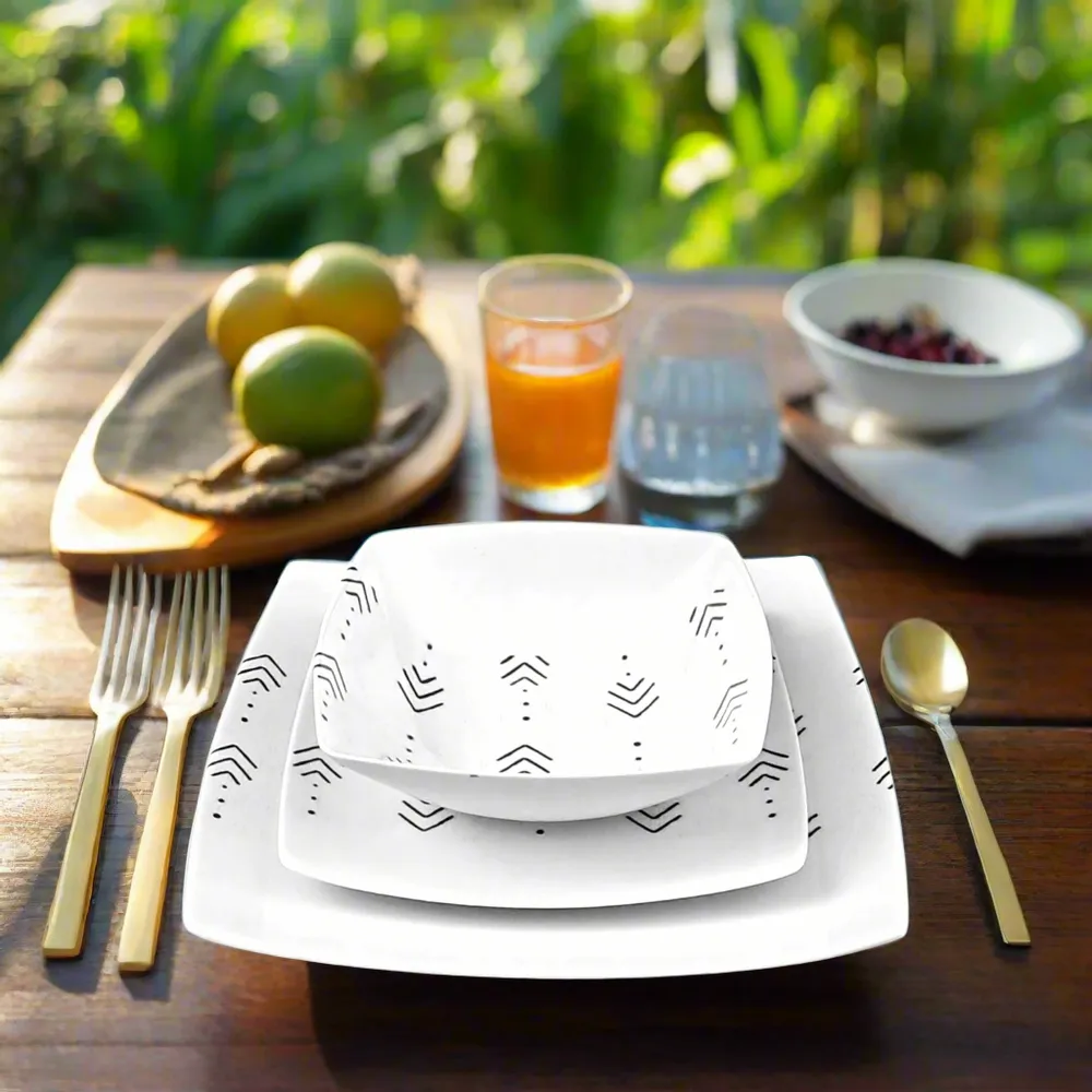 Cadeaux - Édition Royale : Coffret de 6 Assiettes en Porcelaine Française Personnalisables aux Motifs Kente ou Kita, Inspirés d'Afrique de l'Ouest - KEMI HOME ART