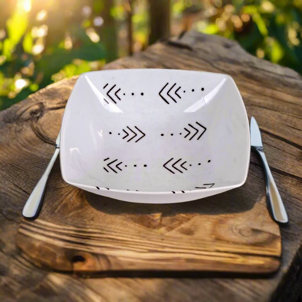 Cadeaux - Édition Royale : Coffret de 6 Assiettes en Porcelaine Française Personnalisables aux Motifs Kente ou Kita, Inspirés d'Afrique de l'Ouest - KEMI HOME ART