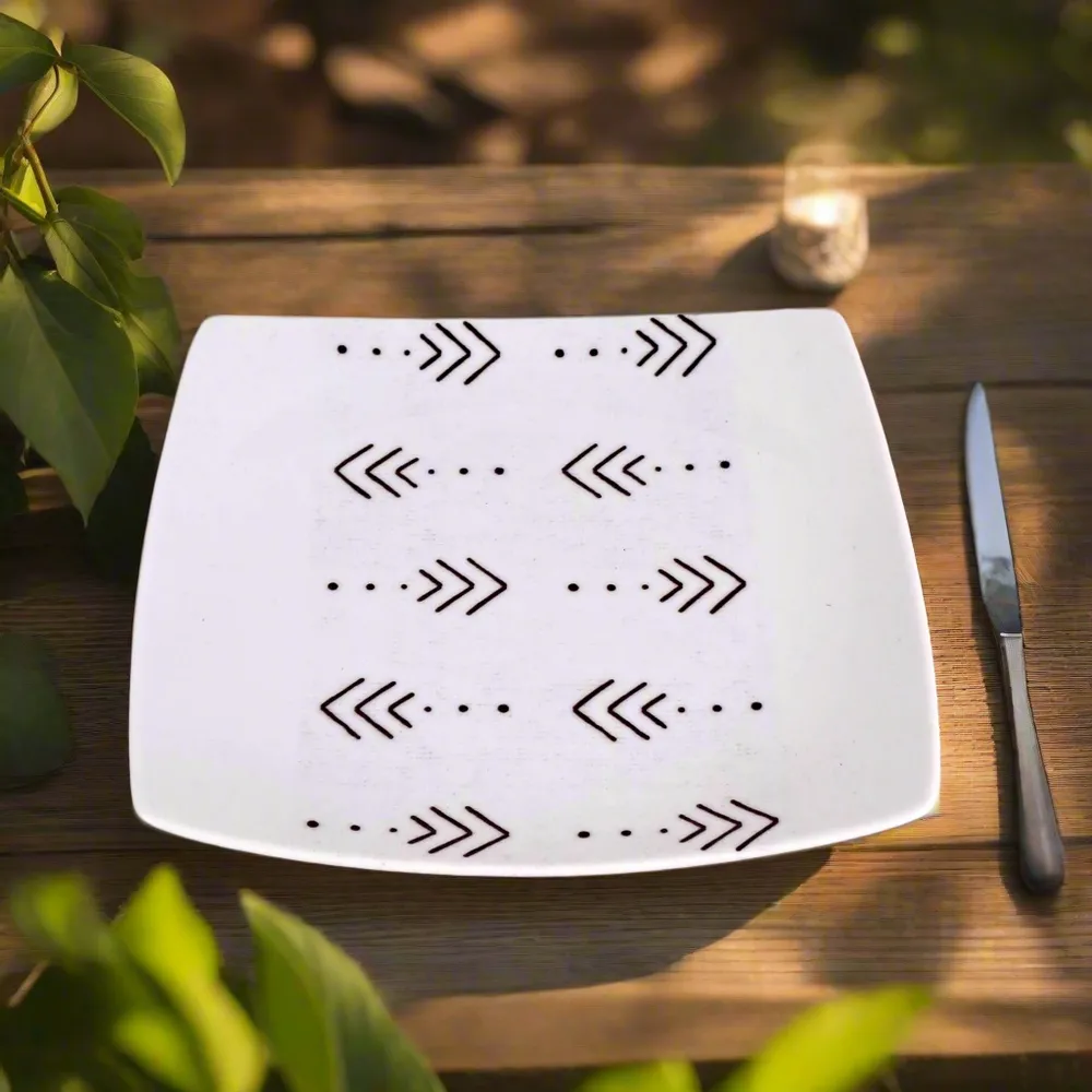 Cadeaux - Édition Royale : Coffret de 6 Assiettes en Porcelaine Française Personnalisables aux Motifs Kente ou Kita, Inspirés d'Afrique de l'Ouest - KEMI HOME ART