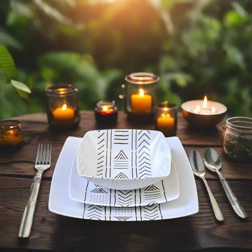 Gifts - Royal Edition: Set of 6 Customizable French Porcelain Plates with Kente or Kita African Patterns - KEMI HOME ART