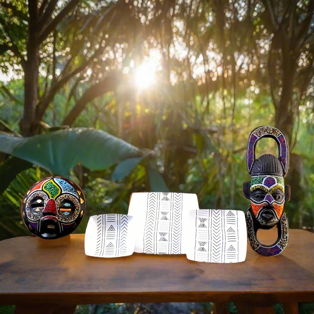 Gifts - Royal Edition: Set of 6 Customizable French Porcelain Plates with Kente or Kita African Patterns - KEMI HOME ART