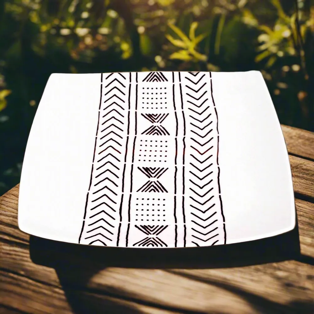 Gifts - Royal Edition: Set of 6 Customizable French Porcelain Plates with Kente or Kita African Patterns - KEMI HOME ART