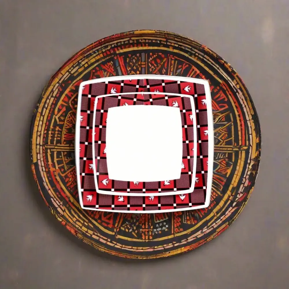 Gifts - Limited Edition: Customizable Set of 6 French Porcelain Plates – Burkina Faso Lwili-Pende Ethnic Pattern - KEMI HOME ART
