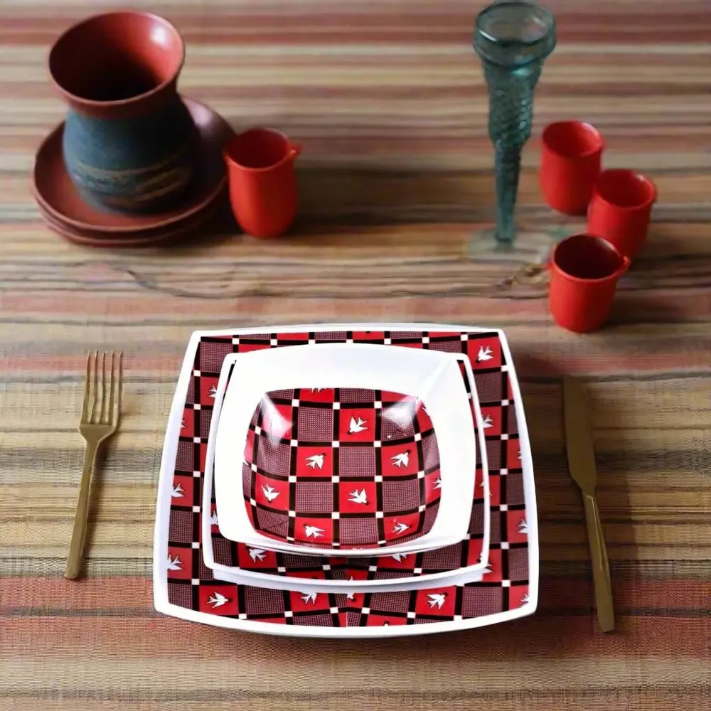 Gifts - Limited Edition: Customizable Set of 6 French Porcelain Plates – Burkina Faso Lwili-Pende Ethnic Pattern - KEMI HOME ART