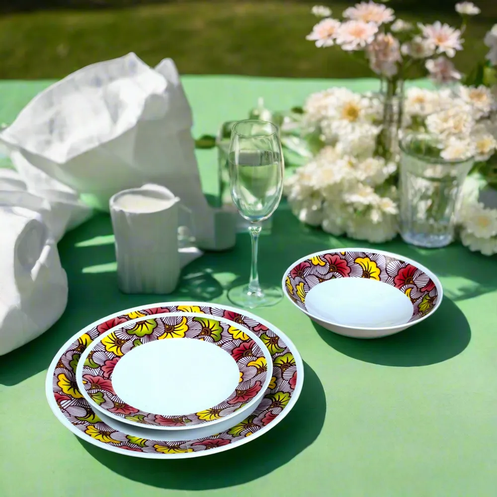 Cadeaux - Éclat de Mariage : Coffret de 6 Assiettes en Porcelaine Fine Personnalisables - Motif Fleurs de Mariage Rose Magenta - KEMI HOME ART