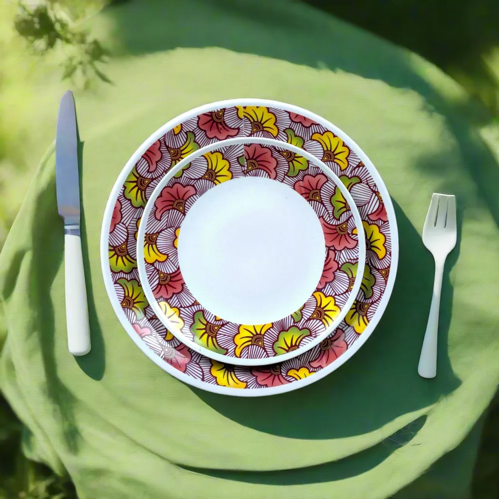 Cadeaux - Éclat de Mariage : Coffret de 6 Assiettes en Porcelaine Fine Personnalisables - Motif Fleurs de Mariage Rose Magenta - KEMI HOME ART