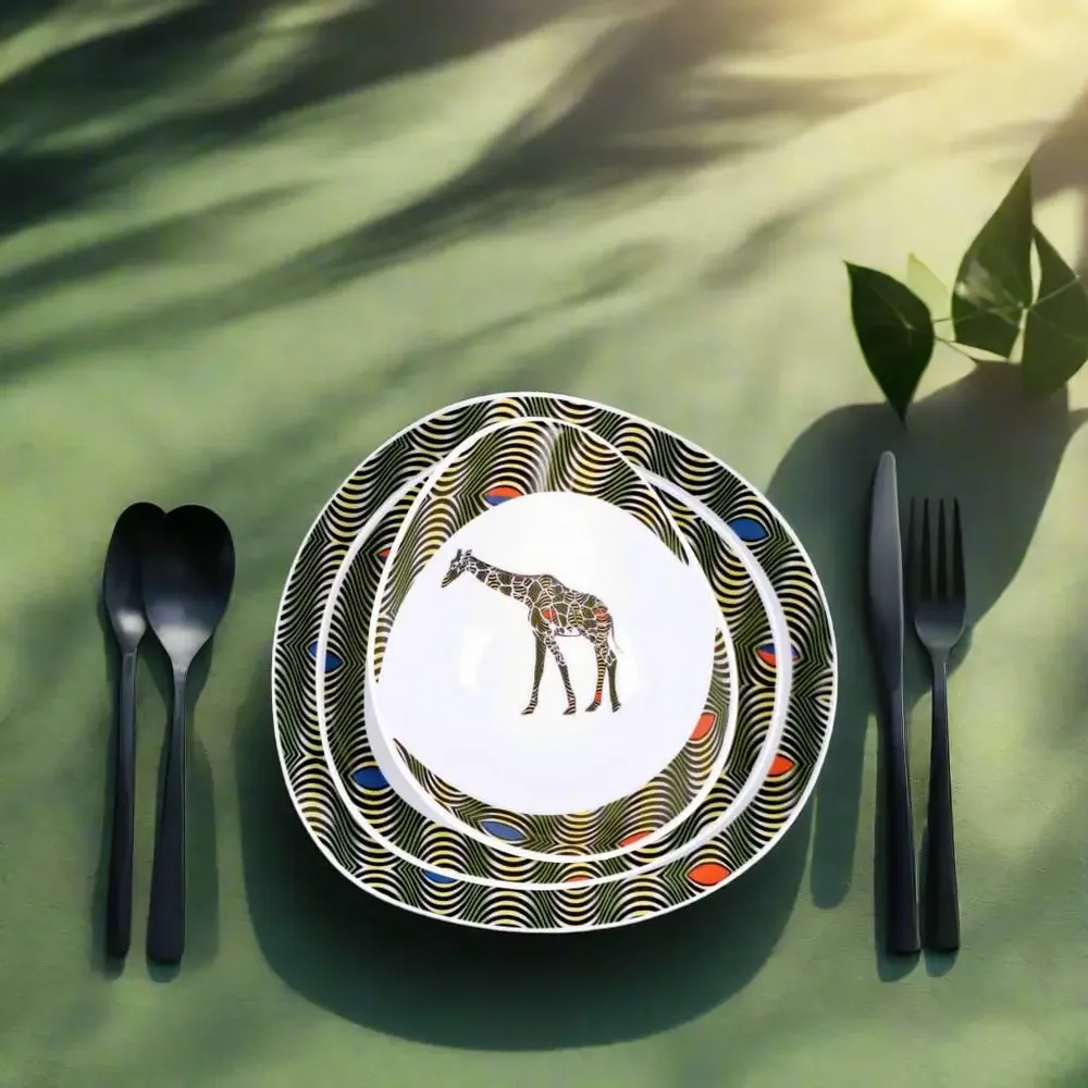 Gifts - The Allure of the Unique: Set of 6 Customizable Oval Porcelain Plates with Captivating WAX Motif - KEMI HOME ART