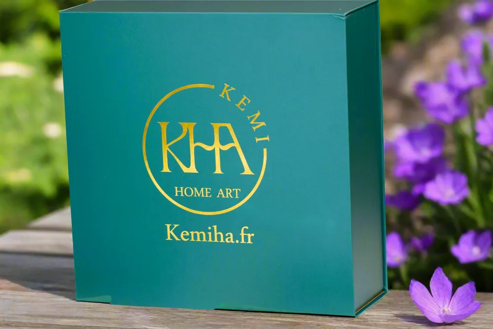 Gifts - Indigo Glow: Set of 6 customizable French porcelain oval plates with unique sun-inspired handcrafted motif - KEMI HOME ART