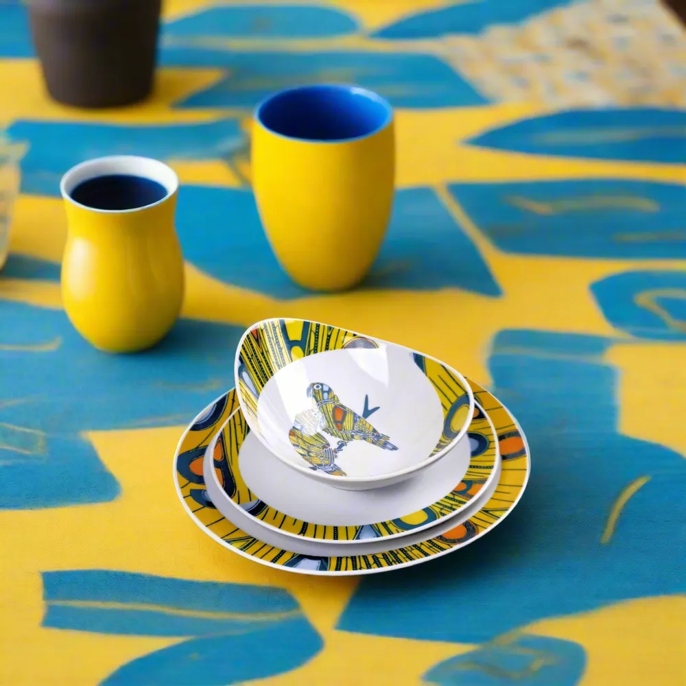 Gifts - Wax Glow: Set of 6 Fine Porcelain Oval Plates – Unique 'Electric Bulb' Motif – Customizable French Craftsmanship - KEMI HOME ART