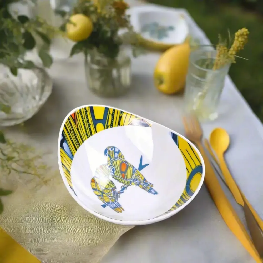 Gifts - Wax Glow: Set of 6 Fine Porcelain Oval Plates – Unique 'Electric Bulb' Motif – Customizable French Craftsmanship - KEMI HOME ART