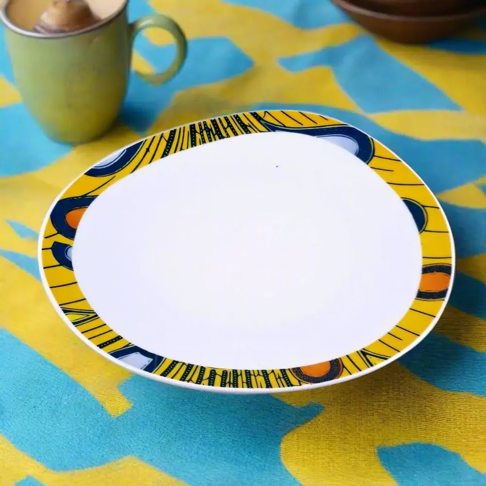 Gifts - Wax Glow: Set of 6 Fine Porcelain Oval Plates – Unique 'Electric Bulb' Motif – Customizable French Craftsmanship - KEMI HOME ART