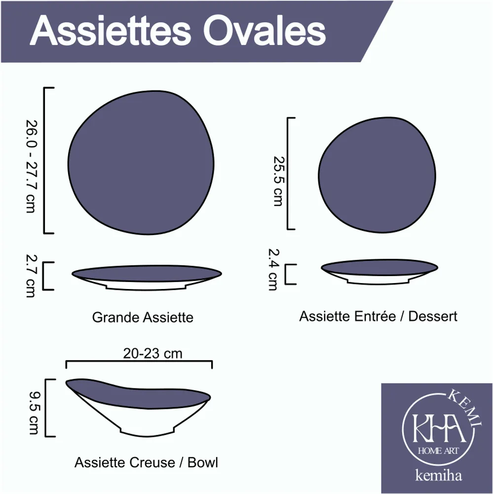 Gifts - Wax Glow: Set of 6 Fine Porcelain Oval Plates – Unique 'Electric Bulb' Motif – Customizable French Craftsmanship - KEMI HOME ART