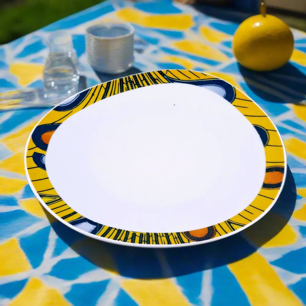 Gifts - Wax Glow: Set of 6 Fine Porcelain Oval Plates – Unique 'Electric Bulb' Motif – Customizable French Craftsmanship - KEMI HOME ART