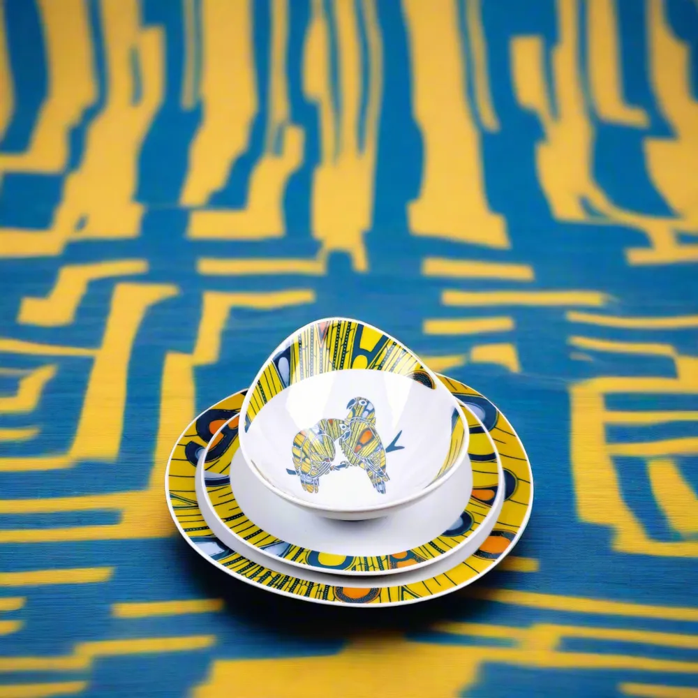 Gifts - Wax Glow: Set of 6 Fine Porcelain Oval Plates – Unique 'Electric Bulb' Motif – Customizable French Craftsmanship - KEMI HOME ART