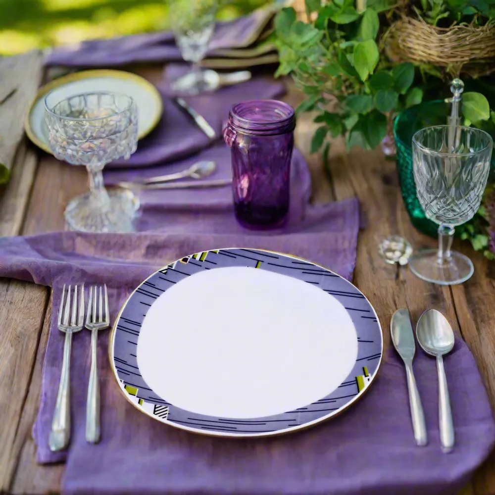 Gifts - Wax 'Apple of Discord' Porcelain Plates – Set of 6 Customizable Pieces, Handcrafted French Manufacturing - KEMI HOME ART