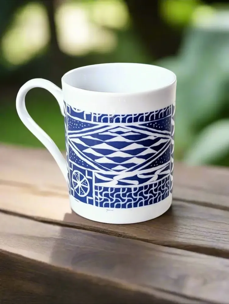 Gifts - Customizable Ndop Blue Porcelain Mug – Handcrafted African Elegance - KEMI HOME ART