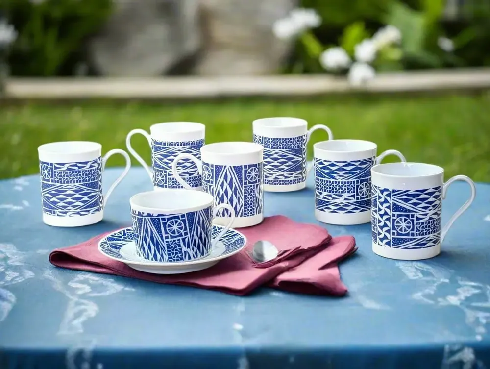 Gifts - Customizable Ndop Blue Porcelain Mug – Handcrafted African Elegance - KEMI HOME ART