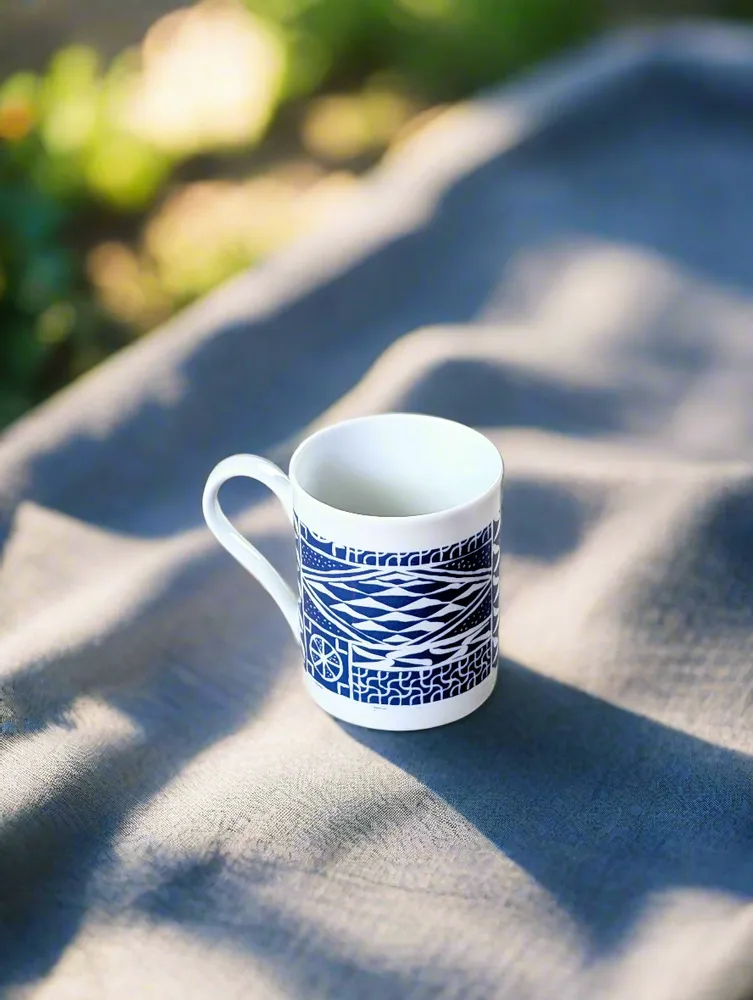 Gifts - Customizable Ndop Blue Porcelain Mug – Handcrafted African Elegance - KEMI HOME ART