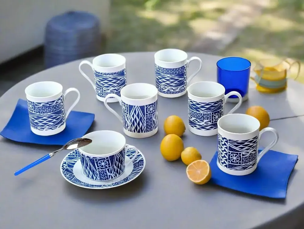 Gifts - Customizable Ndop Blue Porcelain Mug – Handcrafted African Elegance - KEMI HOME ART